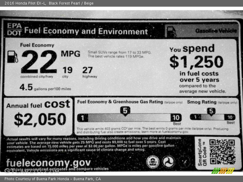 Black Forest Pearl / Beige 2016 Honda Pilot EX-L