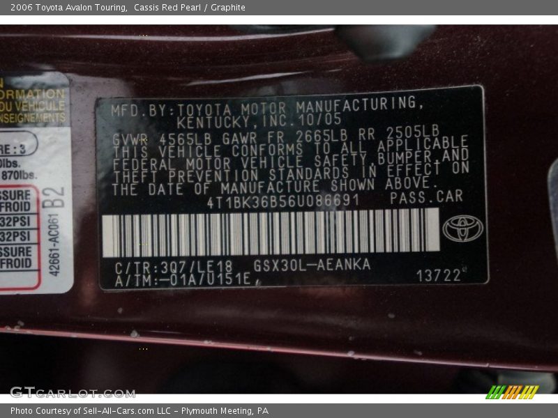 Cassis Red Pearl / Graphite 2006 Toyota Avalon Touring