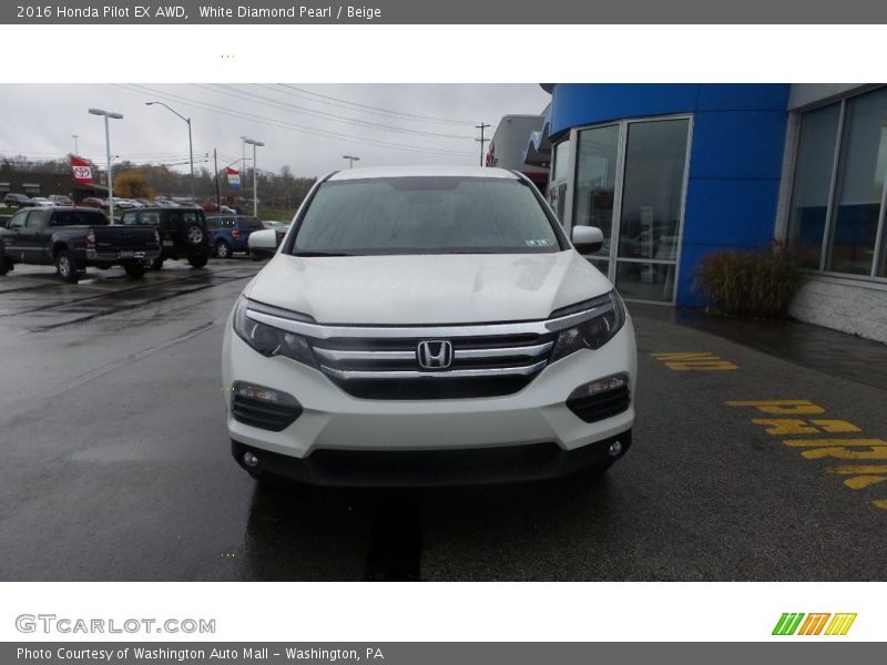 White Diamond Pearl / Beige 2016 Honda Pilot EX AWD