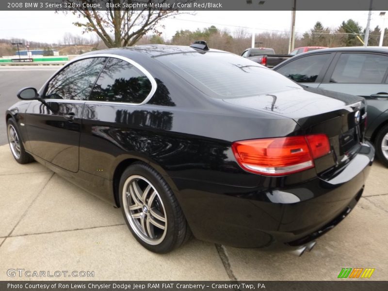 Black Sapphire Metallic / Coral Red/Black 2008 BMW 3 Series 328xi Coupe