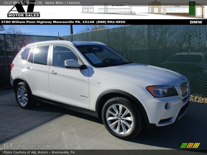 Alpine White / Chestnut 2013 BMW X3 xDrive 28i