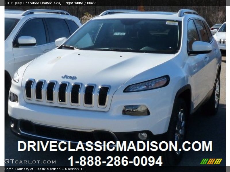 Bright White / Black 2016 Jeep Cherokee Limited 4x4