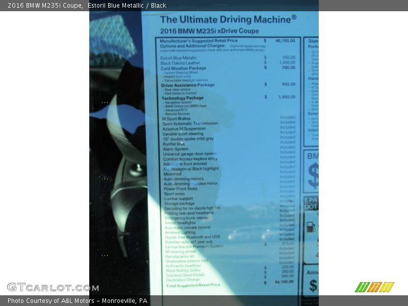  2016 M235i Coupe Window Sticker