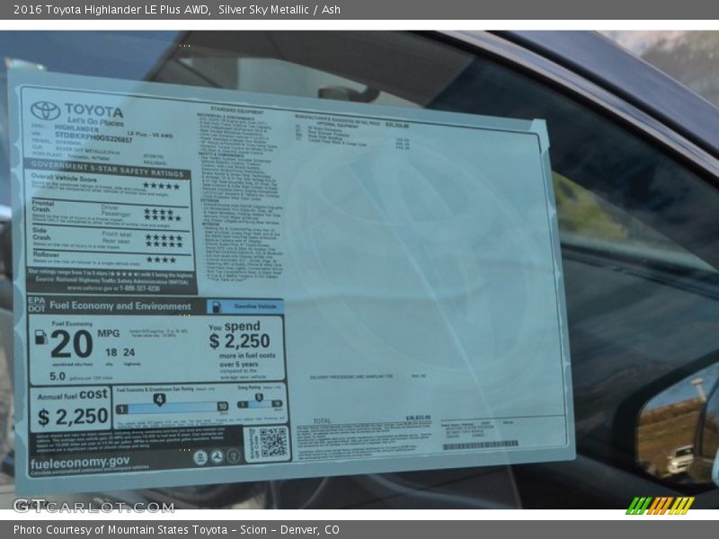 Silver Sky Metallic / Ash 2016 Toyota Highlander LE Plus AWD