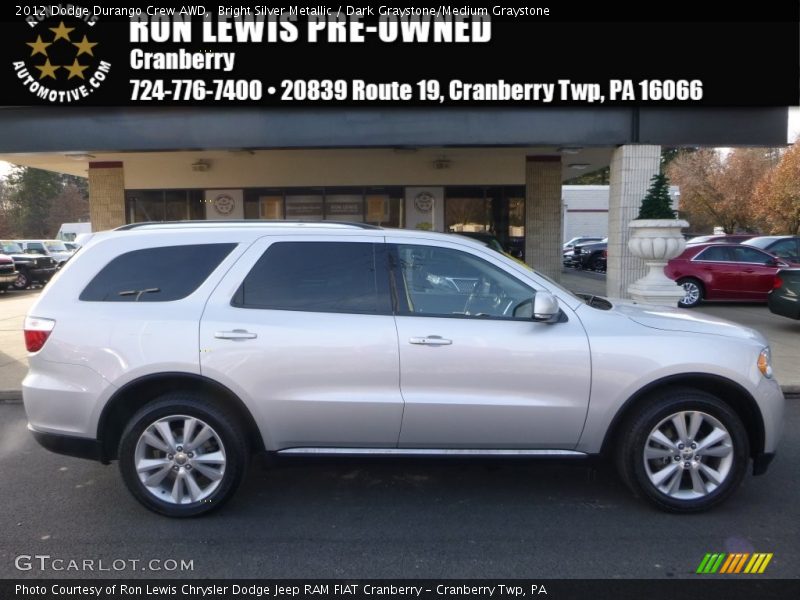Bright Silver Metallic / Dark Graystone/Medium Graystone 2012 Dodge Durango Crew AWD