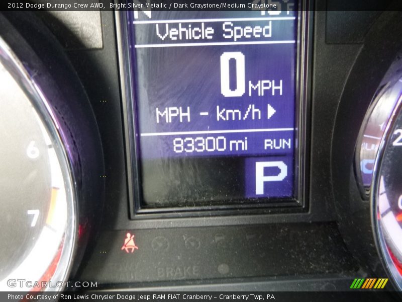 Bright Silver Metallic / Dark Graystone/Medium Graystone 2012 Dodge Durango Crew AWD