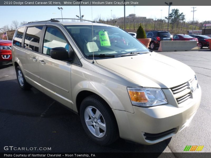 White Gold Pearl / Medium Slate Gray/Light Shale 2010 Dodge Grand Caravan SE Hero