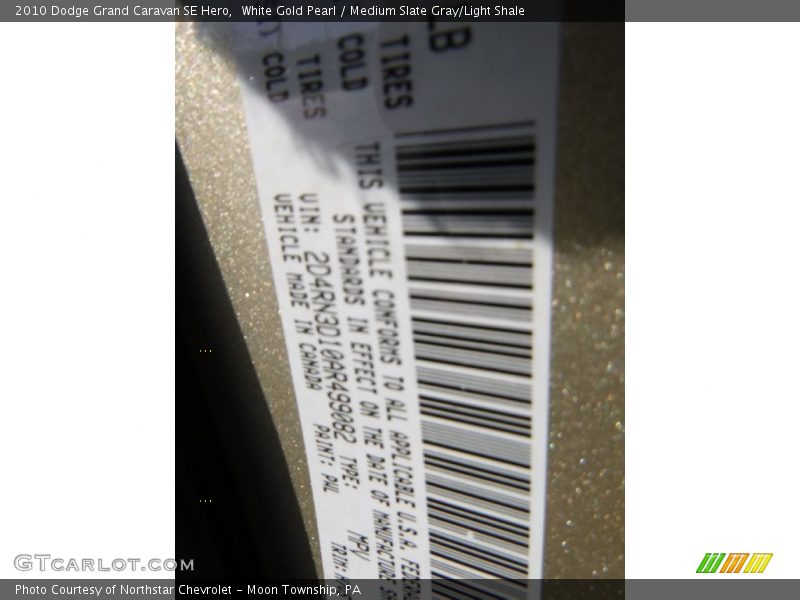 White Gold Pearl / Medium Slate Gray/Light Shale 2010 Dodge Grand Caravan SE Hero