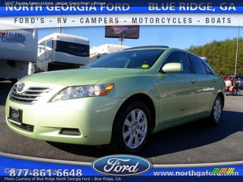 Jasper Green Pearl / Bisque 2007 Toyota Camry Hybrid