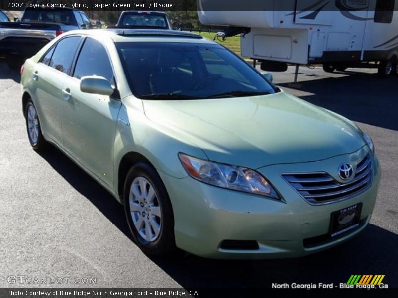 Jasper Green Pearl / Bisque 2007 Toyota Camry Hybrid