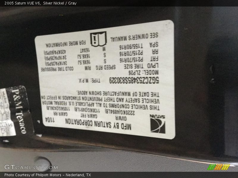 Silver Nickel / Gray 2005 Saturn VUE V6