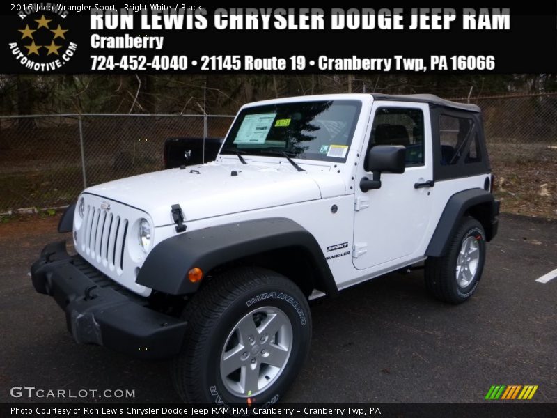 Bright White / Black 2016 Jeep Wrangler Sport