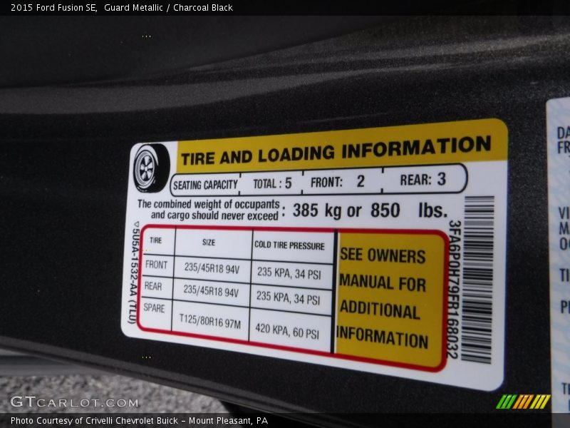 Guard Metallic / Charcoal Black 2015 Ford Fusion SE