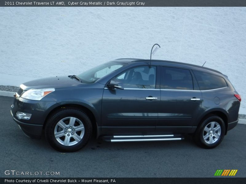 Cyber Gray Metallic / Dark Gray/Light Gray 2011 Chevrolet Traverse LT AWD