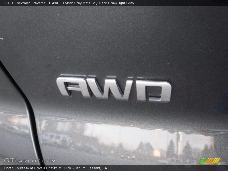 Cyber Gray Metallic / Dark Gray/Light Gray 2011 Chevrolet Traverse LT AWD