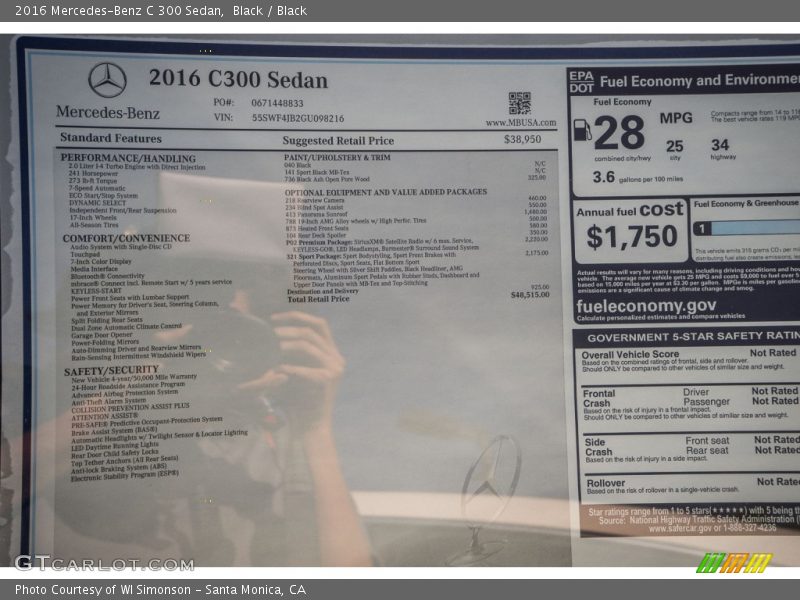 Black / Black 2016 Mercedes-Benz C 300 Sedan