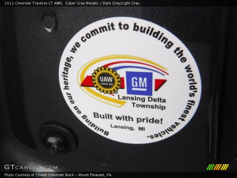 Cyber Gray Metallic / Dark Gray/Light Gray 2011 Chevrolet Traverse LT AWD