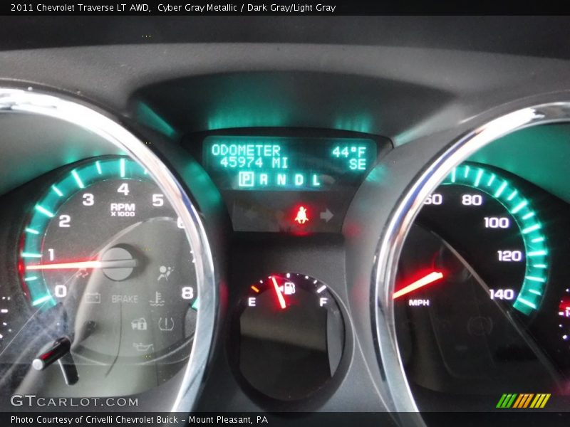 Cyber Gray Metallic / Dark Gray/Light Gray 2011 Chevrolet Traverse LT AWD