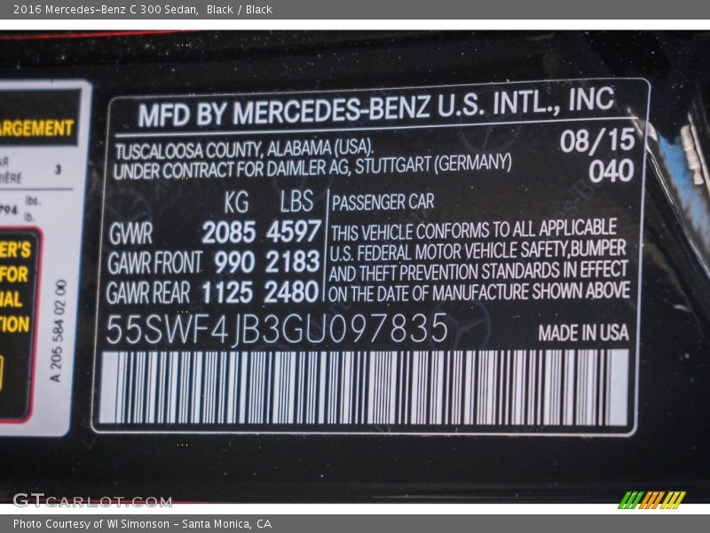 Black / Black 2016 Mercedes-Benz C 300 Sedan