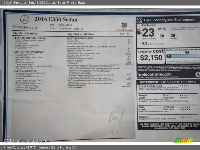 Polar White / Black 2016 Mercedes-Benz E 350 Sedan
