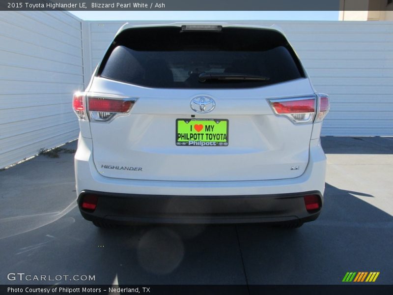 Blizzard Pearl White / Ash 2015 Toyota Highlander LE