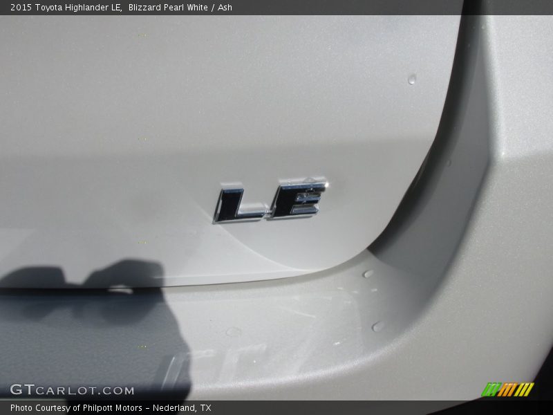 Blizzard Pearl White / Ash 2015 Toyota Highlander LE