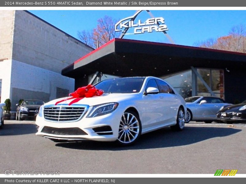 Diamond White Metallic / Silk Beige/Espresso Brown 2014 Mercedes-Benz S 550 4MATIC Sedan