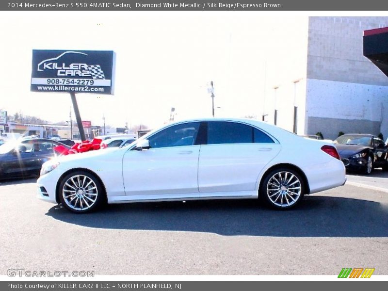 Diamond White Metallic / Silk Beige/Espresso Brown 2014 Mercedes-Benz S 550 4MATIC Sedan