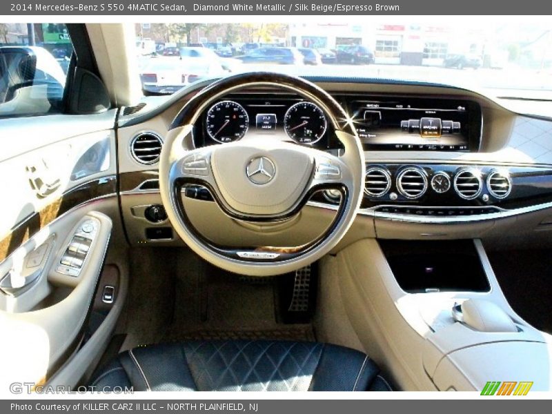 Diamond White Metallic / Silk Beige/Espresso Brown 2014 Mercedes-Benz S 550 4MATIC Sedan