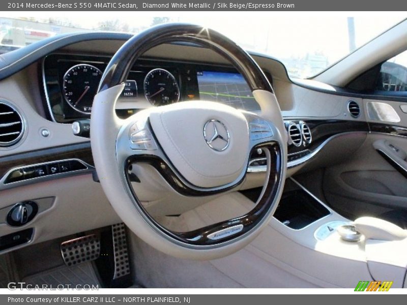 Diamond White Metallic / Silk Beige/Espresso Brown 2014 Mercedes-Benz S 550 4MATIC Sedan