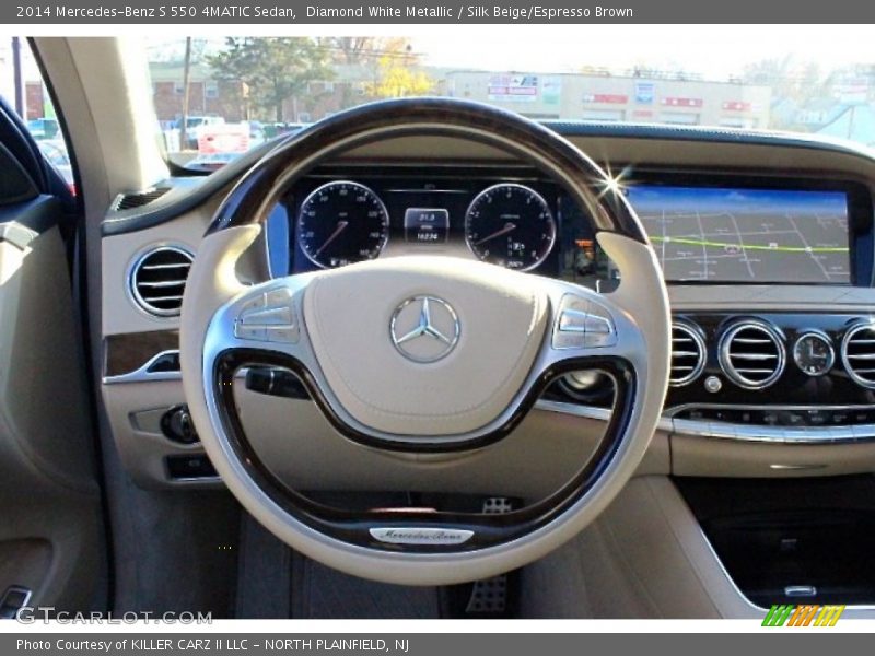 Diamond White Metallic / Silk Beige/Espresso Brown 2014 Mercedes-Benz S 550 4MATIC Sedan