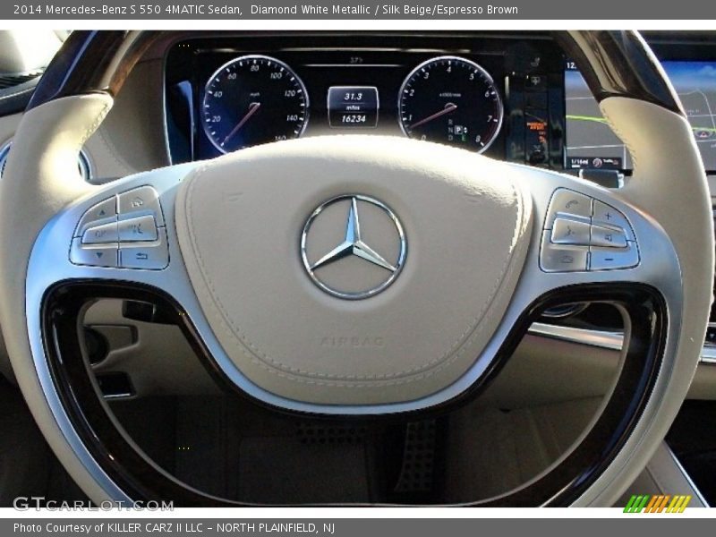 Diamond White Metallic / Silk Beige/Espresso Brown 2014 Mercedes-Benz S 550 4MATIC Sedan