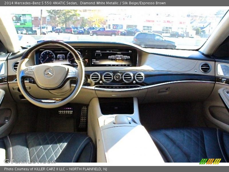 Diamond White Metallic / Silk Beige/Espresso Brown 2014 Mercedes-Benz S 550 4MATIC Sedan
