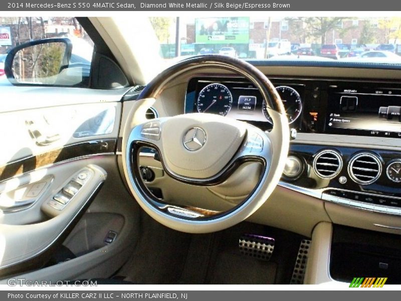 Diamond White Metallic / Silk Beige/Espresso Brown 2014 Mercedes-Benz S 550 4MATIC Sedan