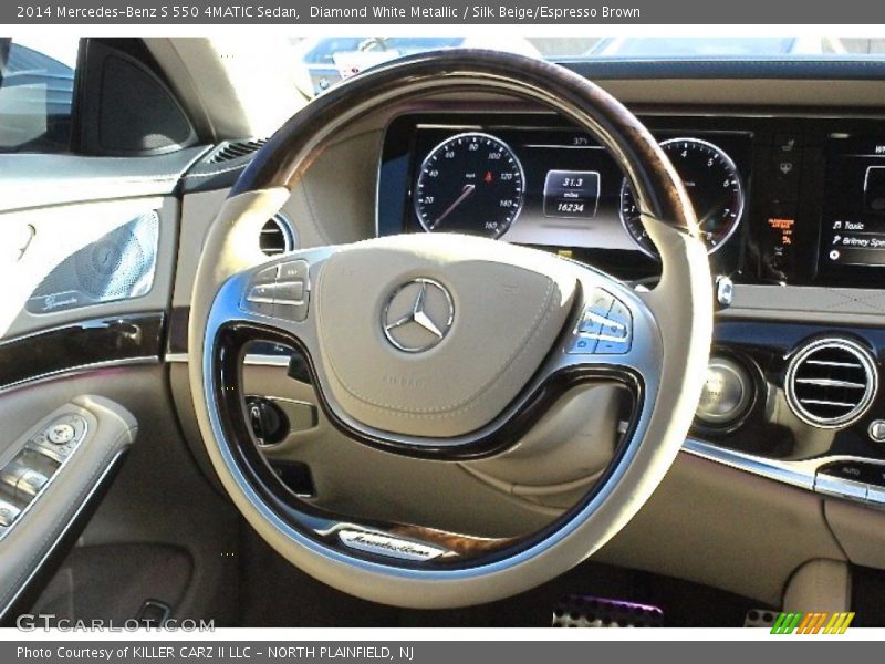 Diamond White Metallic / Silk Beige/Espresso Brown 2014 Mercedes-Benz S 550 4MATIC Sedan