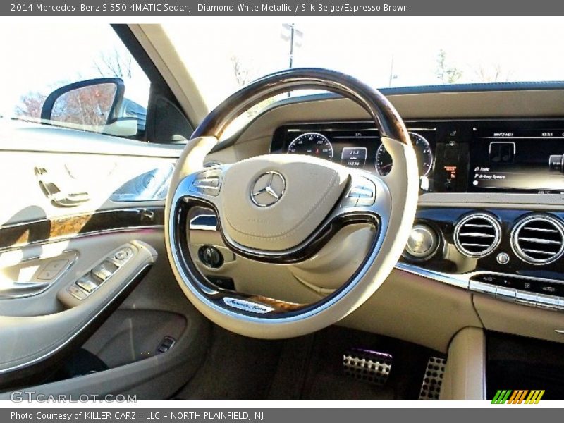 Diamond White Metallic / Silk Beige/Espresso Brown 2014 Mercedes-Benz S 550 4MATIC Sedan
