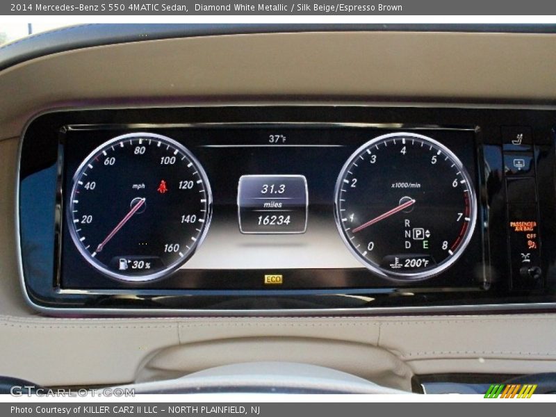 Diamond White Metallic / Silk Beige/Espresso Brown 2014 Mercedes-Benz S 550 4MATIC Sedan