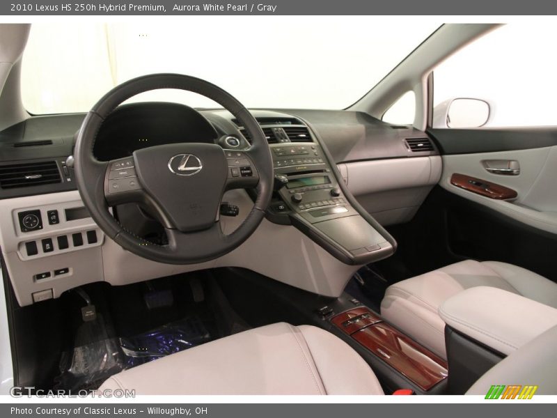 Aurora White Pearl / Gray 2010 Lexus HS 250h Hybrid Premium