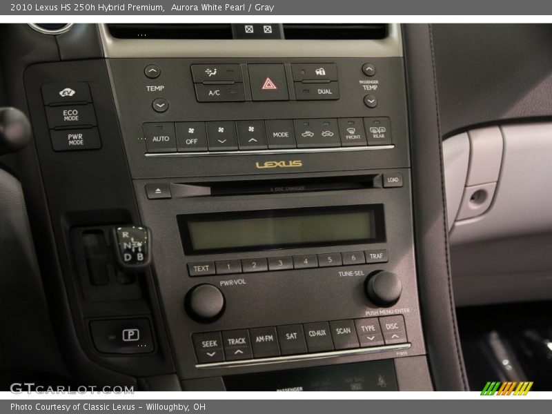 Aurora White Pearl / Gray 2010 Lexus HS 250h Hybrid Premium