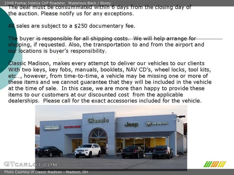 Mysterious Black / Ebony 2008 Pontiac Solstice GXP Roadster