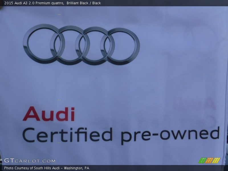Brilliant Black / Black 2015 Audi A3 2.0 Premium quattro