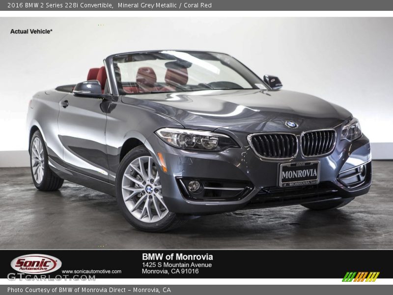 Mineral Grey Metallic / Coral Red 2016 BMW 2 Series 228i Convertible