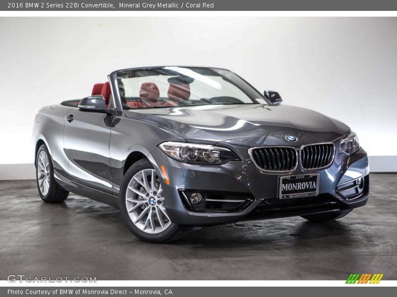Mineral Grey Metallic / Coral Red 2016 BMW 2 Series 228i Convertible