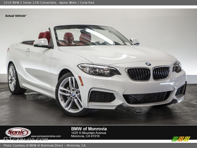 Alpine White / Coral Red 2016 BMW 2 Series 228i Convertible