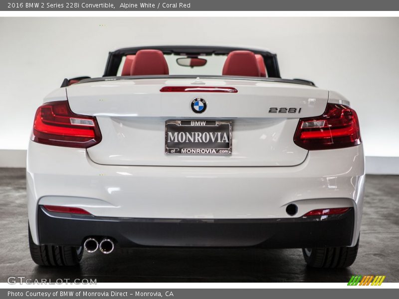 Alpine White / Coral Red 2016 BMW 2 Series 228i Convertible