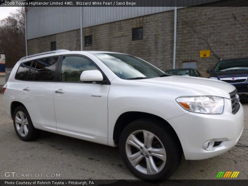 Blizzard White Pearl / Sand Beige 2008 Toyota Highlander Limited 4WD