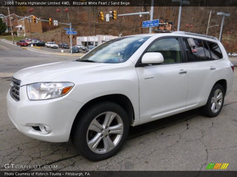 Blizzard White Pearl / Sand Beige 2008 Toyota Highlander Limited 4WD