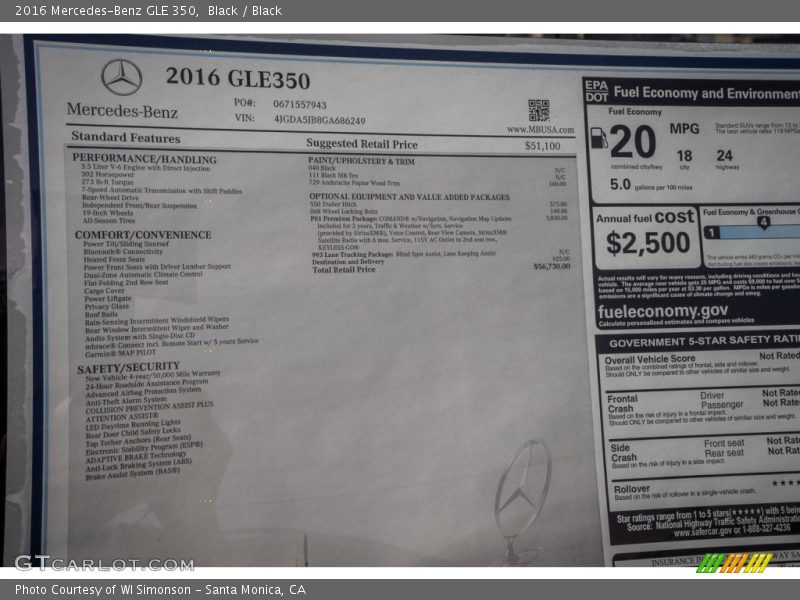 Black / Black 2016 Mercedes-Benz GLE 350