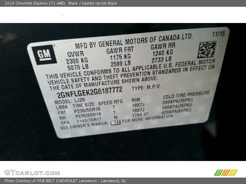 Black / Saddle Up/Jet Black 2016 Chevrolet Equinox LTZ AWD