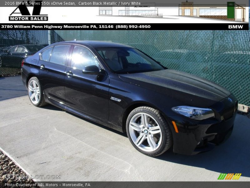 Carbon Black Metallic / Ivory White 2016 BMW 5 Series 550i xDrive Sedan